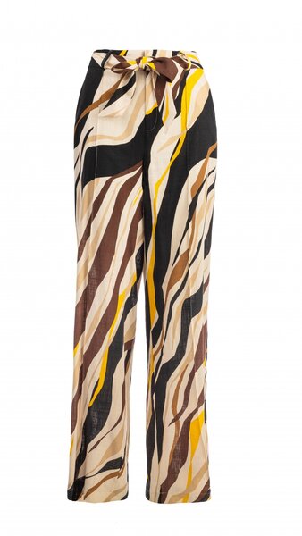 NED broek Pilazzo - Ecru Zebra Breeze - Viscose/Linnen