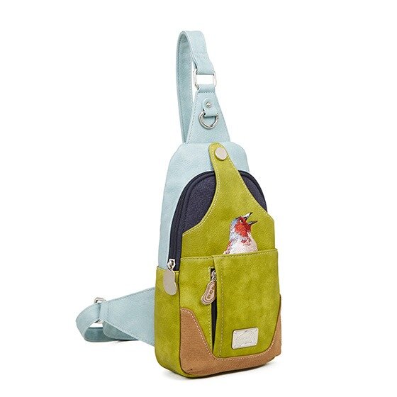 Hi-di-Hi Carol rugtas - crossbody l.blauw/groen