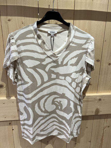 Zoso 253 Claudia shirt -  Sand/White