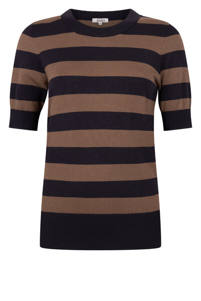 Zoso 254 Cloe Knitted Sweater - Navy-Mocha