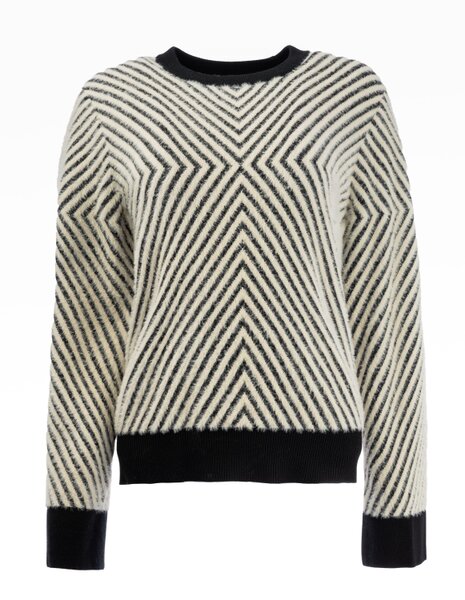 NED trui Shortbread-Black Erith LS-RMJ Furry Print