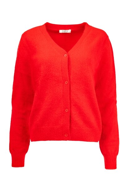 NED Fury Plain red LS-RMJ Furry Knit  