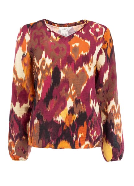 NED Nox-PW LS Beet Red Funky Ikat Woven