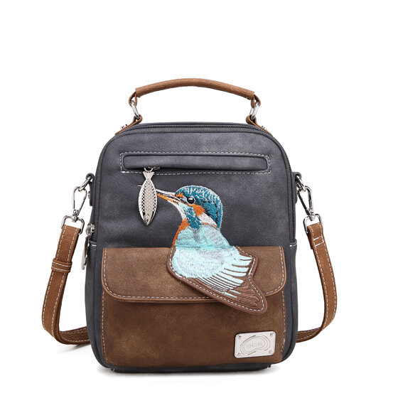 Hi-di-Hi tas TRV16 Traveller Hand-/schoudertas donker grijs - donker bruin