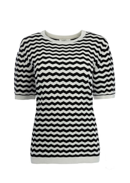 NED Top Nister Zigzag - zwart wit
