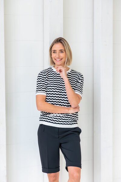 NED Shirt Nister Zigzag Blauw wit