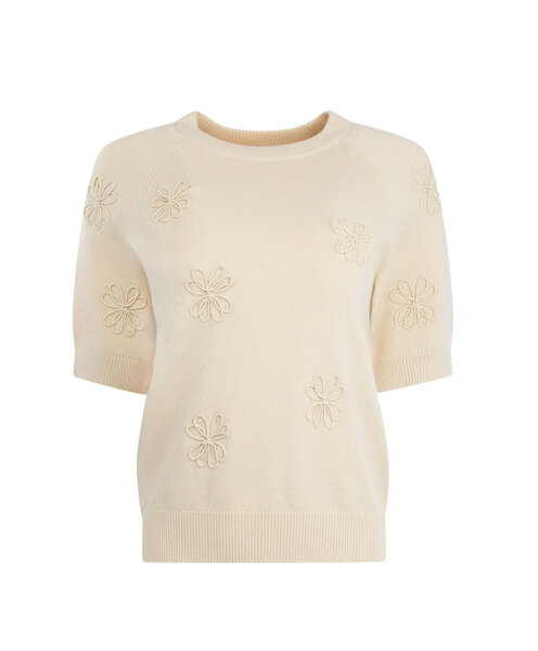 NED Main Top Flower Knit Parchment beige