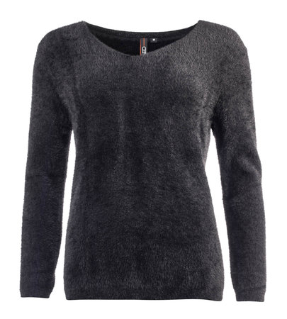 NED Ikat LS Furry Knit trui zwart