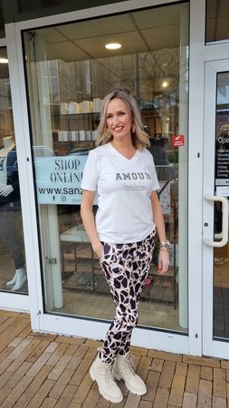Broek Giraffe print - zwart, zand, beige