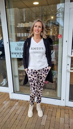Broek Giraffe print - zwart, zand, beige