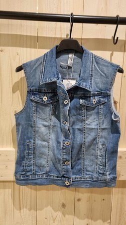 Gilet jeans spijker - blauw Mozzaar