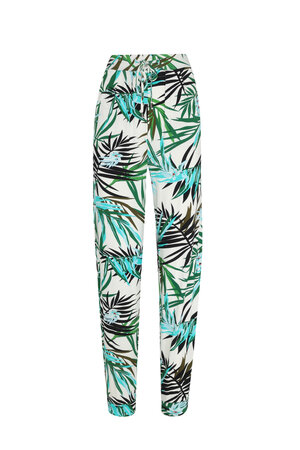 E3 22-020 Elvira Trouser Palm Leaves - white