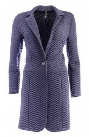 NED Blazer - Joany LS Marine Stripe Jacquard, marine blauw