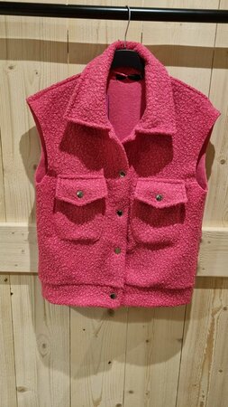 Teddy gilet kort Lots - Fuchsia