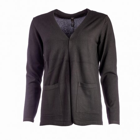 NED vest Frank LS Flat knit - black