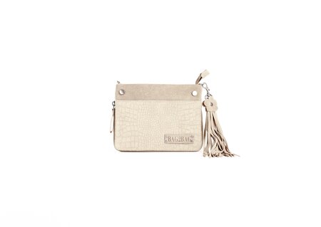 Bag2Bag - Dames clutch / schoudertas Venda Suede Grey/Sand