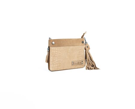 Bag2Bag - Dames clutch / schoudertas Venda Suede camel