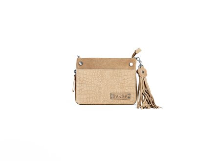 Bag2Bag - Dames clutch / schoudertas Venda Suede camel