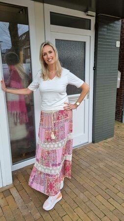Lange rok Ibiza look, roze