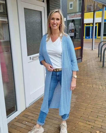 Gehaakt Vest Licht Blauw Lang - One size