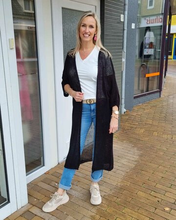 Gehaakt Vest Zwart Lang - One size
