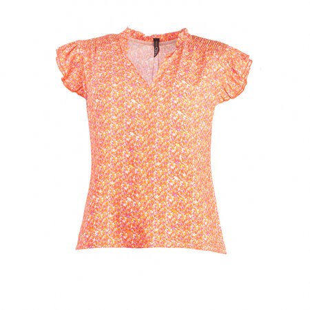 NED t- shirt Orange Plumet SS Little Daisies Woven 23S3 HO099 01