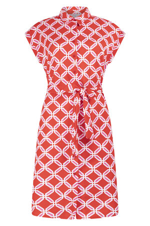 232 Zoso Printed Crepe Dress Marly - fiery red / white