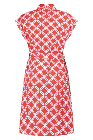 232 Zoso Printed Crepe Dress Marly - fiery red / white