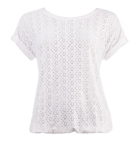 NED t-shirt Brisia Ajour Optical White