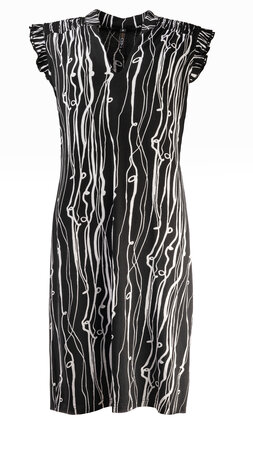 NED Jurk - Plumet Dress Black Messy Lines Tricot