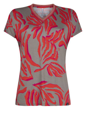 Zoso 233 Megan fancy top met tricotband - sand orange