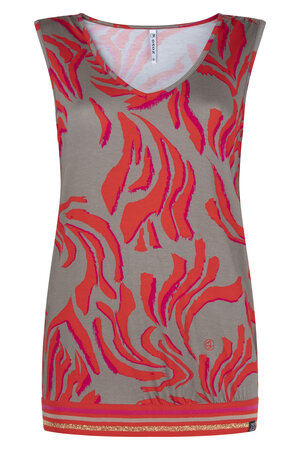 Zoso 233 Hilda top met tricotband - sand orange