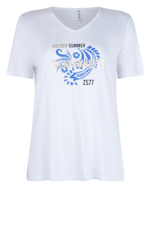 Zoso 233 Claire T- shirt met print - white ocean blue