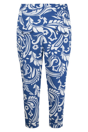 Zoso 233 Luna Printed travel capri pant - ocean blue white