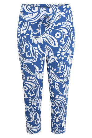 Zoso 233 Luna Printed travel capri pant - ocean blue white