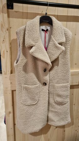 Gilet lang teddy beige