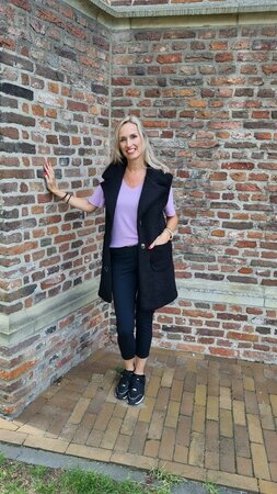 Gilet lang teddy zwart