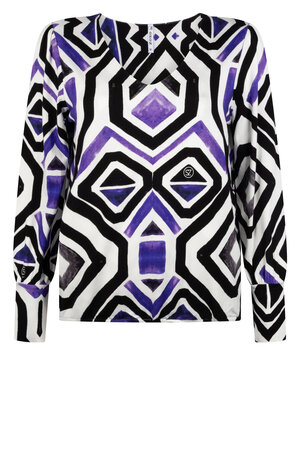 Zoso 234 Denise off white purple printed viscose blouse