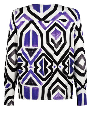 Zoso 234 Denise off white purple printed viscose blouse
