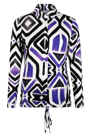Zoso 234 Judith off white purple printed viscose blouse