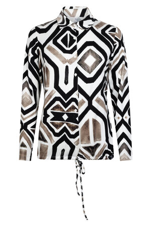 Zoso 234 Judith off white taupe printed viscose blouse