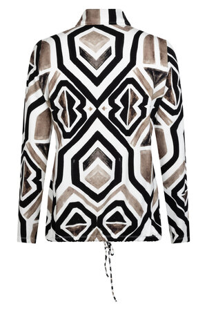 Zoso 234 Judith off white taupe printed viscose blouse