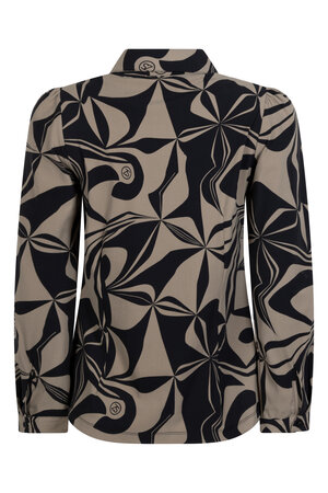 Zoso 234 Gea Printed travel blouse - taupe/black