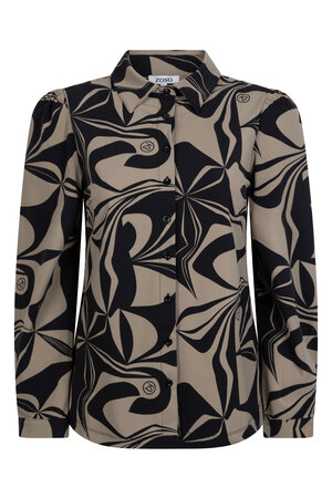 Zoso 234 Gea Printed travel blouse - taupe/black