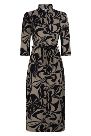 Zoso 234 Charly Printed travel long dress - taupe / black