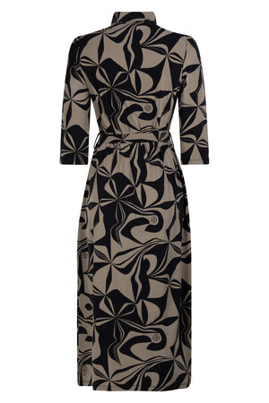Zoso 234 Charly Printed travel long dress - taupe / black