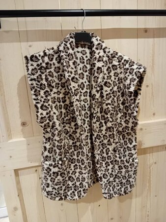 Gilet kort teddy panterprint