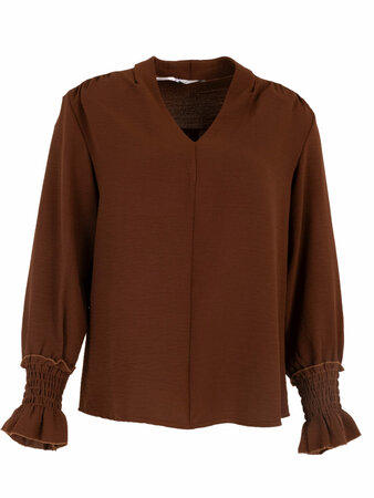Blouse Azzurro donker bruin met v-hals