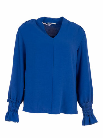 Blouse Azzurro kobalt blauw met v-hals