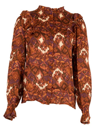 Azzurro Blouse ruches bruin - oranje Azzurro
